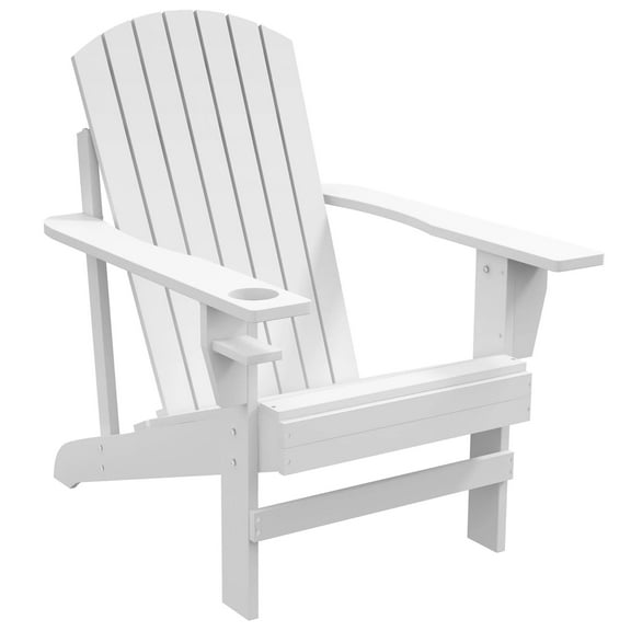 Resenkos Oversized Adirondack, Outdoor Fire Pit Seating, Classic Log Lounge, Built-in Cupholder, Perfect Porch Furniture,White