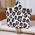 thumbnail image 5 of White and Pink Of Leopard Print Hooded Bath Towel，50"x30" for Ages 3 To 12 Kids, Quick Dry Lightweight Soft Microfiber Hood Beach Towel Cover Up for Kids, 5 of 7