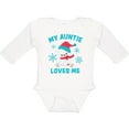 thumbnail image 3 of Inktastic Polar Bear My Auntie Loves Me in Santa Hat with Snowflakes Boys or Girls Long Sleeve Baby Bodysuit, 3 of 5