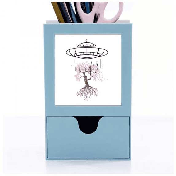 UFO Rain Irrigates Peach Trees Desk Supplies Organizer Pen Holder Card