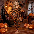 thumbnail image 2 of Halloween Family Pajamas Set Long Sleeve Crew Neck, Soft Matching Halloween Pajamas with Pumpkin Ghost Print, Cute Family Halloween Pajama Set for Party, 2 of 7