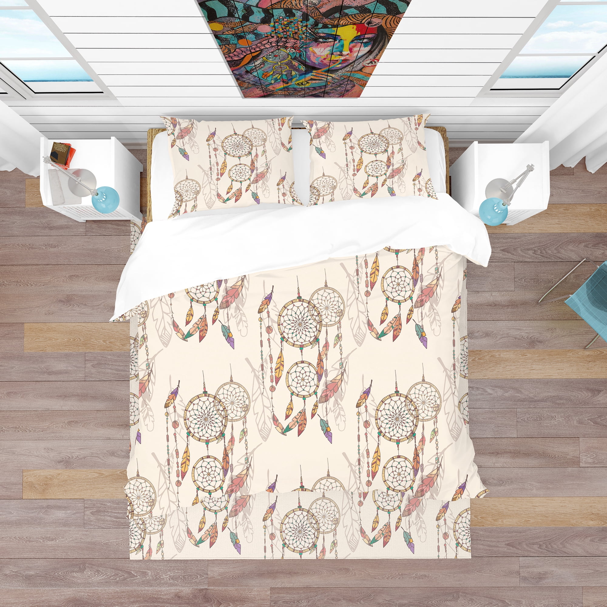Designart 'Bohemian Dream Catcher with Beads & Feathers' Southwestern Duvet Cover Set