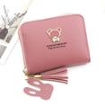 thumbnail image 2 of Stylago Women's Mini Wallet with Tassel Multiple Compartments Credit Card Holder Ladies Leather Zipper Pockets Purses Pink, 2 of 6