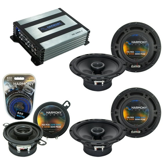 Fits Jeep Liberty 02-07 Harmony Speaker (2) R65 R35 & HA-A400.4 Amp