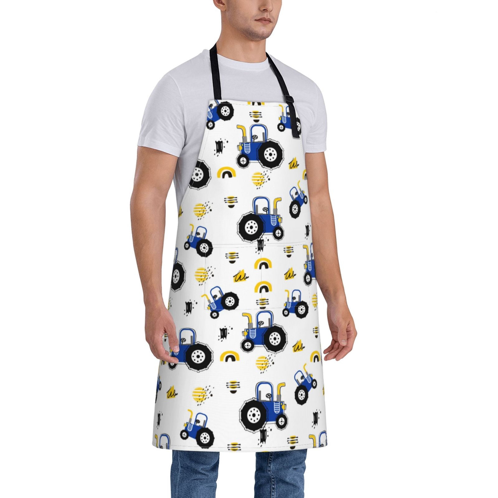 Kdxio Tractor And Vehicle Apron with Pockets Adjustable Kitchen Aprons for Men Women Waterproof Aprons for Cooking,Drawing,Crafting, Baking Household Cleaning