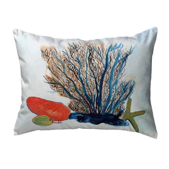 Betsy Drake Interiors Coral & Shells Noncorded Indoor/Outdoor Pillow 11x14
