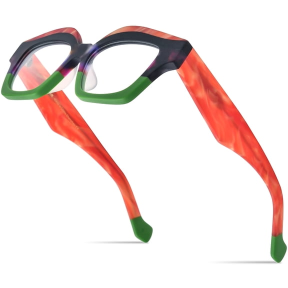 HEPIDEM Multicolor Acetate Glasses Frame Women Oversize Vintage Square Eyeglasses Optical Spectacles (9346 Matte Green)