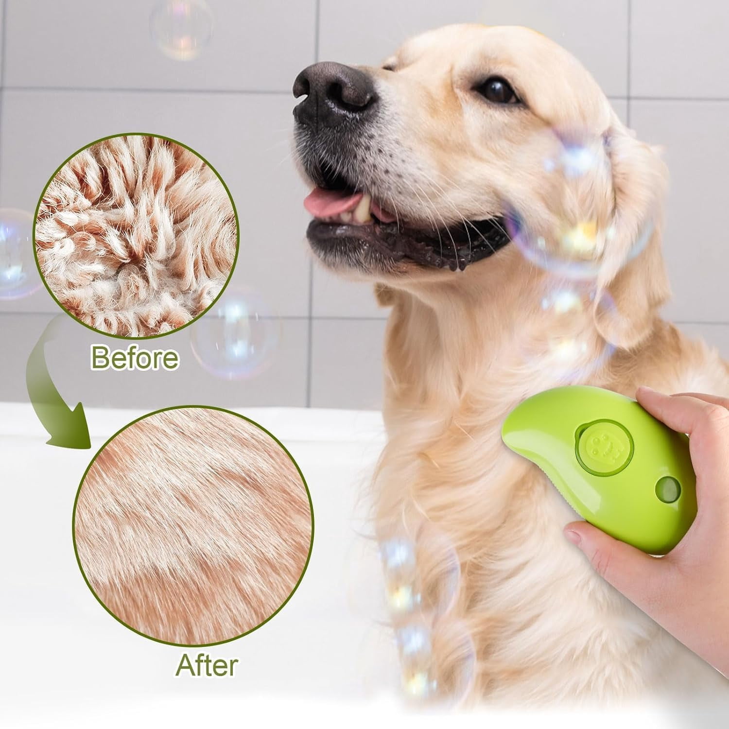 Dog & Cat Steam Brush 3 In 1 Steamy Yellow Pet-Brush Gift for Pets Cats and Dogs