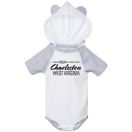 

Inktastic From Charleston West Virginia in Black Distressed Text Gift Baby Boy or Baby Girl Bodysuit