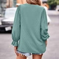 thumbnail image 4 of Brglopf Womens Swiss Dot Blouse V Neck Long Sleeve Flowy Shirts Solid Color Casual Loose Cute Tops Babydoll Shirts, 4 of 7