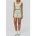 thumbnail image 3 of PISONIC Women Two Piece Workout Sets Color Block Backless Tank Top and High Waist Booty Lifting Shorts Gym Yoga Active Outfits, 3 of 7