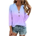 thumbnail image 2 of GaThRRgYP Tops for Women Trendy,Plus Size Tops for Women,Women's Tops Fashion Solid Button Shirt Female V-Neck Loose T-shirt Blouse Purple XL, 2 of 5