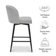 thumbnail image 5 of CHITA 27" Swivel Upholstered Counter Bar Stools Set of 2 with Back & Metal Legs, Fabric in Cloud, 5 of 12