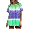 thumbnail image 1 of Penkiiy T-Shirts Dégradés Oversize pour Femmes Été Coupe Ample Col Rond Manches Courtes Hauts Blouse Décontractée Y2K Basique Graphiques 3TG Vert, 1 of 4