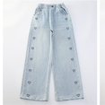 thumbnail image 5 of Cute Baggy Jeans for Teen Girls Elastic Waist Wide Leg Jeans Y2𝐊 Streetwear Kids Straight Leg Denim Pants Trousers, 5 of 9