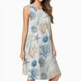 thumbnail image 2 of Nautical Ocean Starfish Shell Conch Summer Dress Loose Women'S Dress Beach Dresses With Pockets Dresses For Womens, 2 of 4