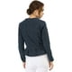 thumbnail image 5 of Chaqueta de mezclilla con cuello redondo y botones de manga larga con volante recortado y peplum para mujer Azul L, 5 of 6
