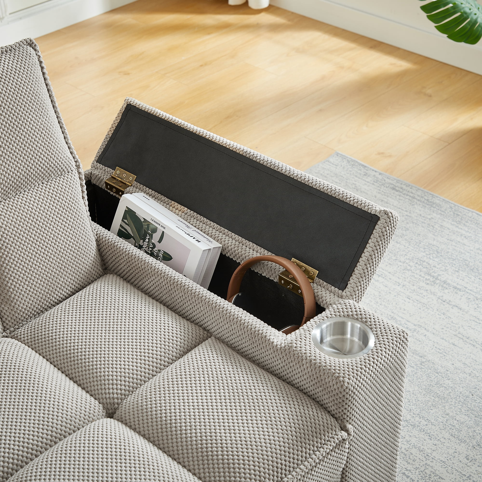 Gewnee 3-in-1 Convertible Sleeper Chair with Adjustable Backrest,Pull-Out Single Sofa Bed with Swivel Side Table & USB Ports & Cup Holder,Perfect for Dorms,Offices.Khaki