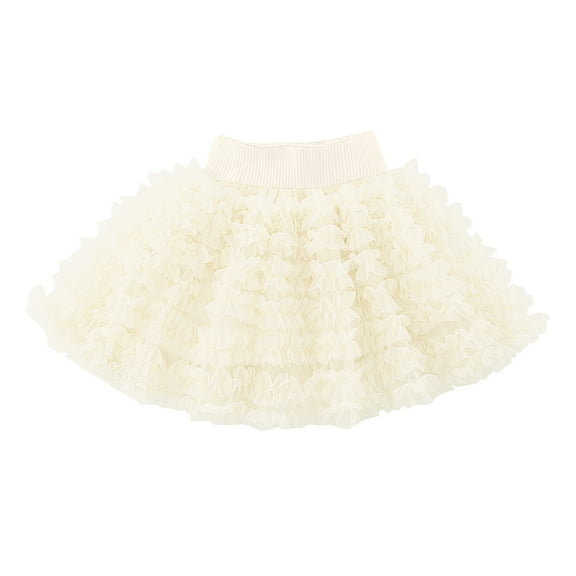 Cathalem Skirts for Kids Toddler Girls Layered Tutu Skirt Sparkling Sequin Tulle Dance Skirts (Beige,4-5 Years)