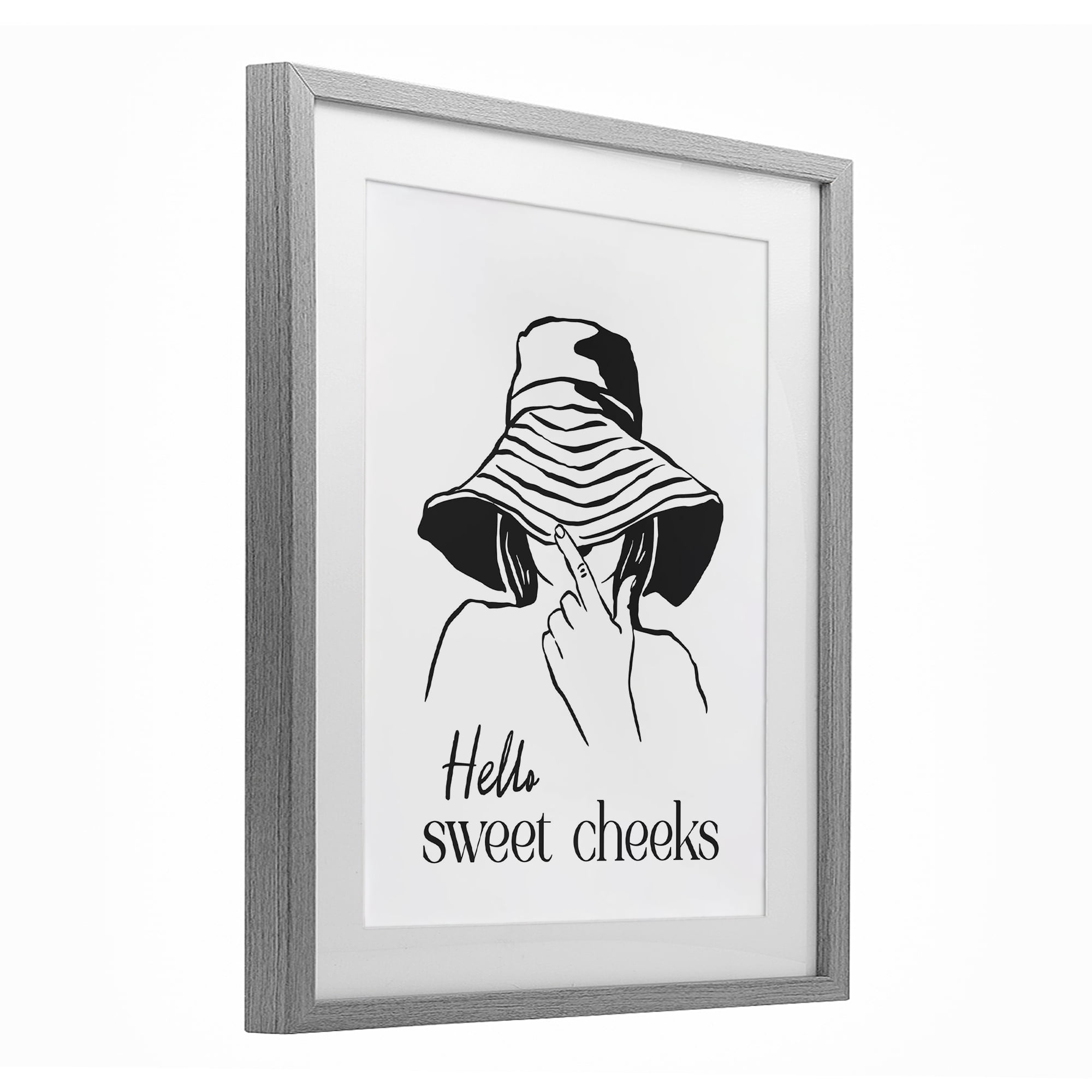 Stupell Industries Sweet Cheeks Bathroom Greeting Gray Framed Print Under Glass, design by Lettered and Lined