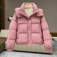 thumbnail image 6 of Women Winter Cotton Coat Hooded Thickened Padded Short Type with Zipper Pockets Elastic Cuffs Pure Color Windproof Lady Down Coat, 6 of 8