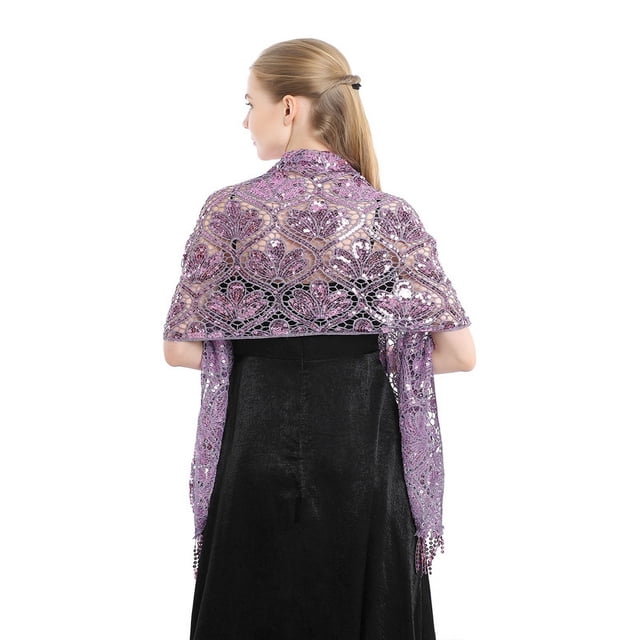 Elegante chal con borlas de lentejuelas para fiesta, vestido de noche, chal exterior, chal de lentejuelas para dama de honor