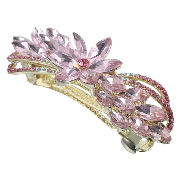 LOLIPPYY Pink Rhinestone Hair Clip for Women's Elegant Spring Hairpin Versatile Accessory for Special Events