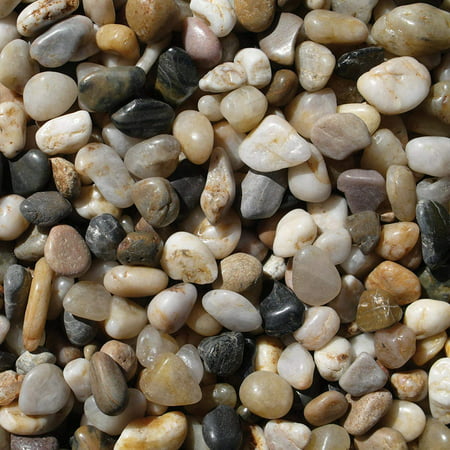 PMS0510 Polished Gravel, Mixed, 5 Pounds, 3/8-Inch, Pebble mulch in interior or exterior garden beds By Exotic