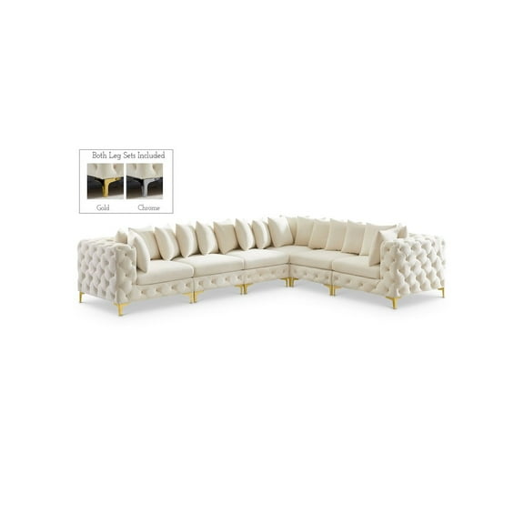 Meridian Furniture Tremblay Cream Velvet Modular Sectional