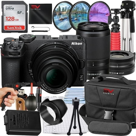 Nikon Z30 Mirrorless Camera with 50-250mm Lens   SanDisk 128GB Memory Card   Pistol Grip Tripod   SV Premium Accessory Bundle