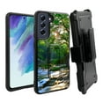 thumbnail image 1 of ANJ+ Rugged Dual Layer Shockproof Holster Case w/Card Slot, Kickstand + Tempered Glass for Samsung Galaxy S21 FE 5G - Forest Stream, 1 of 4