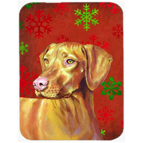 Vizsla Red And Green Snowflakes Holiday Christmas Glass Cutting Board- Large
