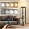 thumbnail image 2 of OUTON 63" Floor Lamp with Shelves, Modern Dimmable Standing Lamps with Remote Control for Living Room, Bedroom, Black, 2 of 12