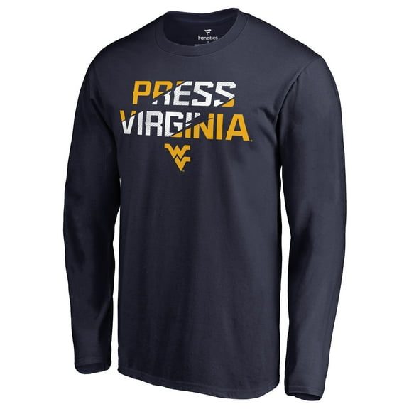 Men's Navy West Virginia Mountaineers Hometown Collection Press Virginia Long Sleeve T-Shirt
