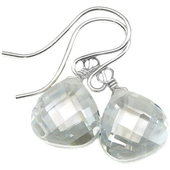 Sterling Silver Cubic Zirconia Earrings White Or Clear Faceted Heart Simulated Diamond Teardrops In Cz Simple Dainty Drops Designed for Adult Women