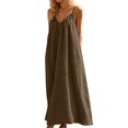 thumbnail image 5 of BOOMNY Women's Backless Cami Dress Spaghetti Strap Cami Lounge House Dresses Flowy Beach Summer Maxi Sundress, 5 of 7