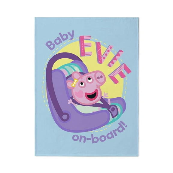 CafePress - Peppa Pig: Baby On Board! - Large Plush Fleece Throw Blanket, 80" L x 60" W