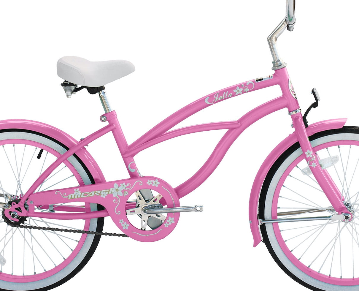 Wonder Wheels 20 Ft. Beach Cruiser Coaster Brake Single Speed Bicycle, Bike, Stainless Steel Spokes One Piece Crank Alloy Pink Rims 36 H - Pink