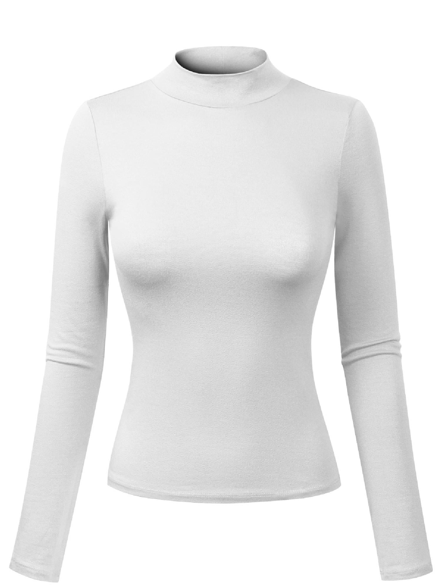 MixMatchy Womens Solid Tight Fit Lightweight Long Sleeves Mock Neck Top MixMatchy Womens Solid Tight Fit Lightweight Long Sleeves Mock Neck Top