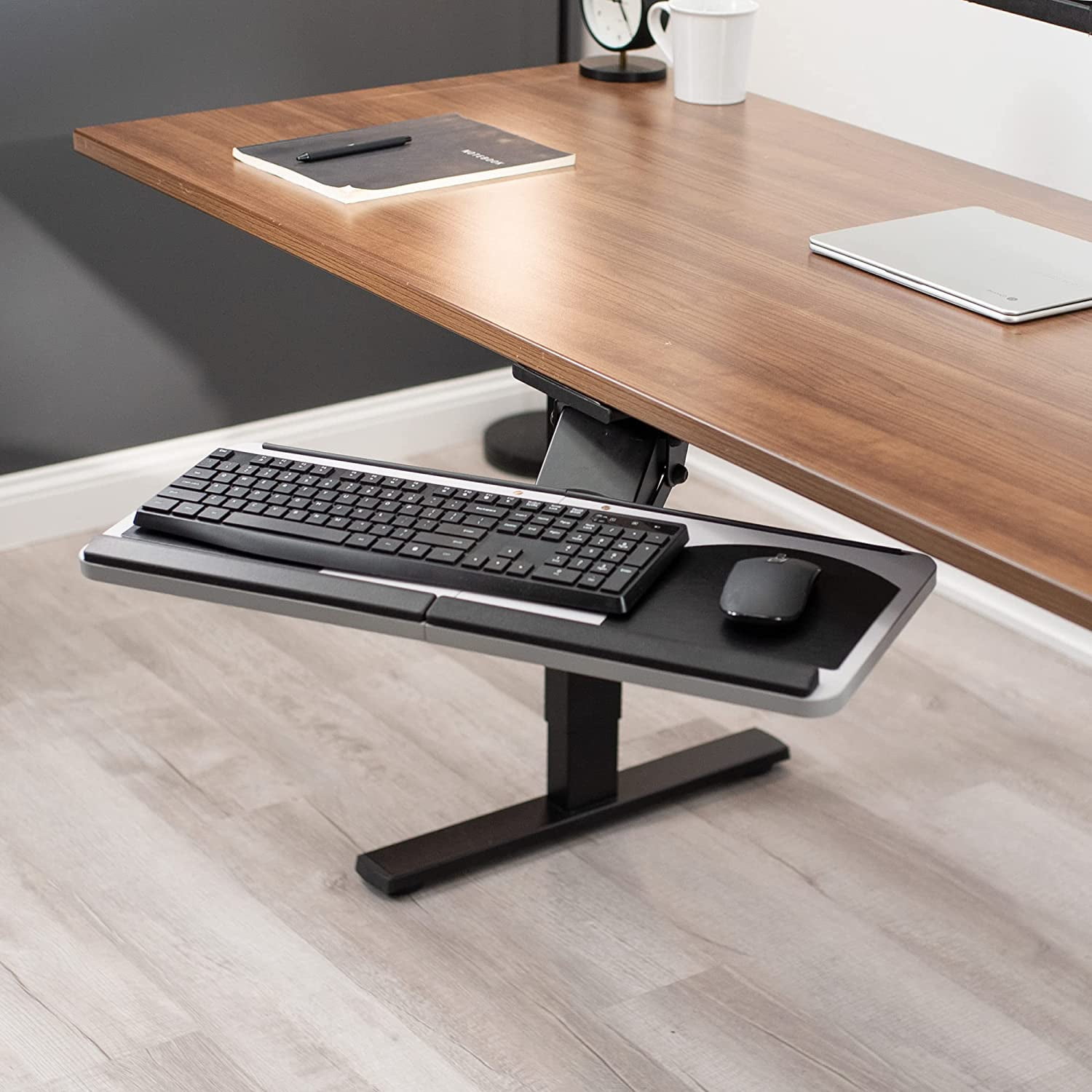 Adjustable Under Desk Keyboard Tray with Mouse Platform - Ergonomic Mount for Office Computer Setup