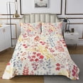 thumbnail image 1 of YST Couvre-Lit Floral Rouge Mignon Format Simple, Ensemble de Literie Courtepointe Boho à Fleurs Colorées pour Chambre de Filles, Ensemble de Courtepointe à Fleurs Sauvages Aquarelle Couvre-Lit Rustique à Fleurs Sauvages Ensemble 2 Pcs, 1 of 5