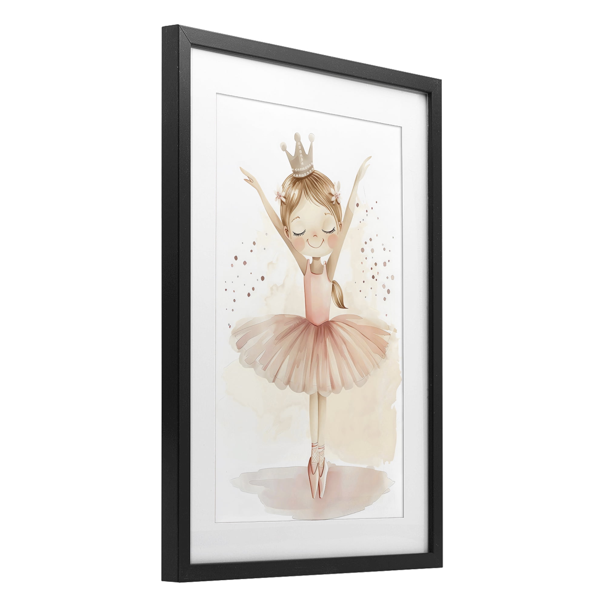 Stupell Industries Crowned Ballerina with Flowers Black Framed Print Under Glass, design by Creative Studio
