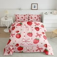 thumbnail image 2 of Manfei Sweet Strawberry Bedding Comforter Set,Cartoon Daisy Loves Twin Comforter Sets,Pink Bowknot Ribbon Bedding Set For Kids,Microfiber Bedroom Decor Reversible,2pcs, 2 of 8
