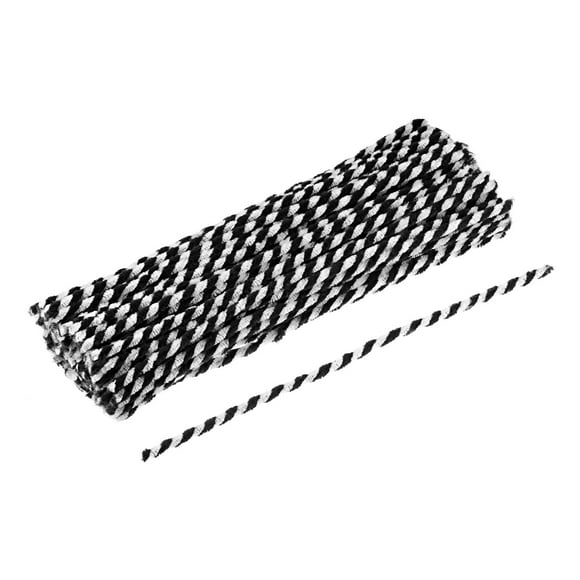 Uxcell 30cm/12 inch Pipe Cleaners Chenille Stems for DIY Art Crafts Black White 100 Pack