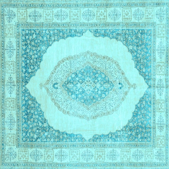 Ahgly Company Indoor Square Abstract Light Blue Modern Area Rugs, 7' Square