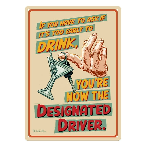 River's Edge Products Metal Tin Signs, Funny, Vintage, Personalized 12-Inch x 17-Inch - Designated Driver