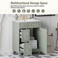thumbnail image 4 of EUROCO Bathroom Vanity with Ceramic Sink, 24" Freestanding Bathroom Cabinet Vanity with 2 Drawers,Lager Storage,1 Door ,Solid Wood Frame Bathroom Vanities,Green, 4 of 9