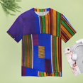 thumbnail image 4 of African Kente Cloth Women's Short Sleeve T-Shirt Crew Neck Casual Summer Trendy Loose Fit Tops, 4 of 6