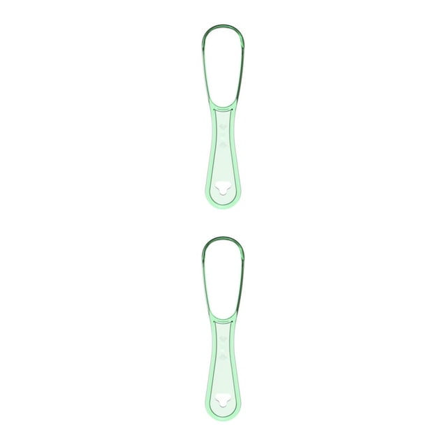 QualitChoice Adult Tongue Cleaners Scraper Care Cleaning Brushes Tool Hygiene Brush Simple Useful Unisex Double Sided Toothbrush Light Green 2PCS