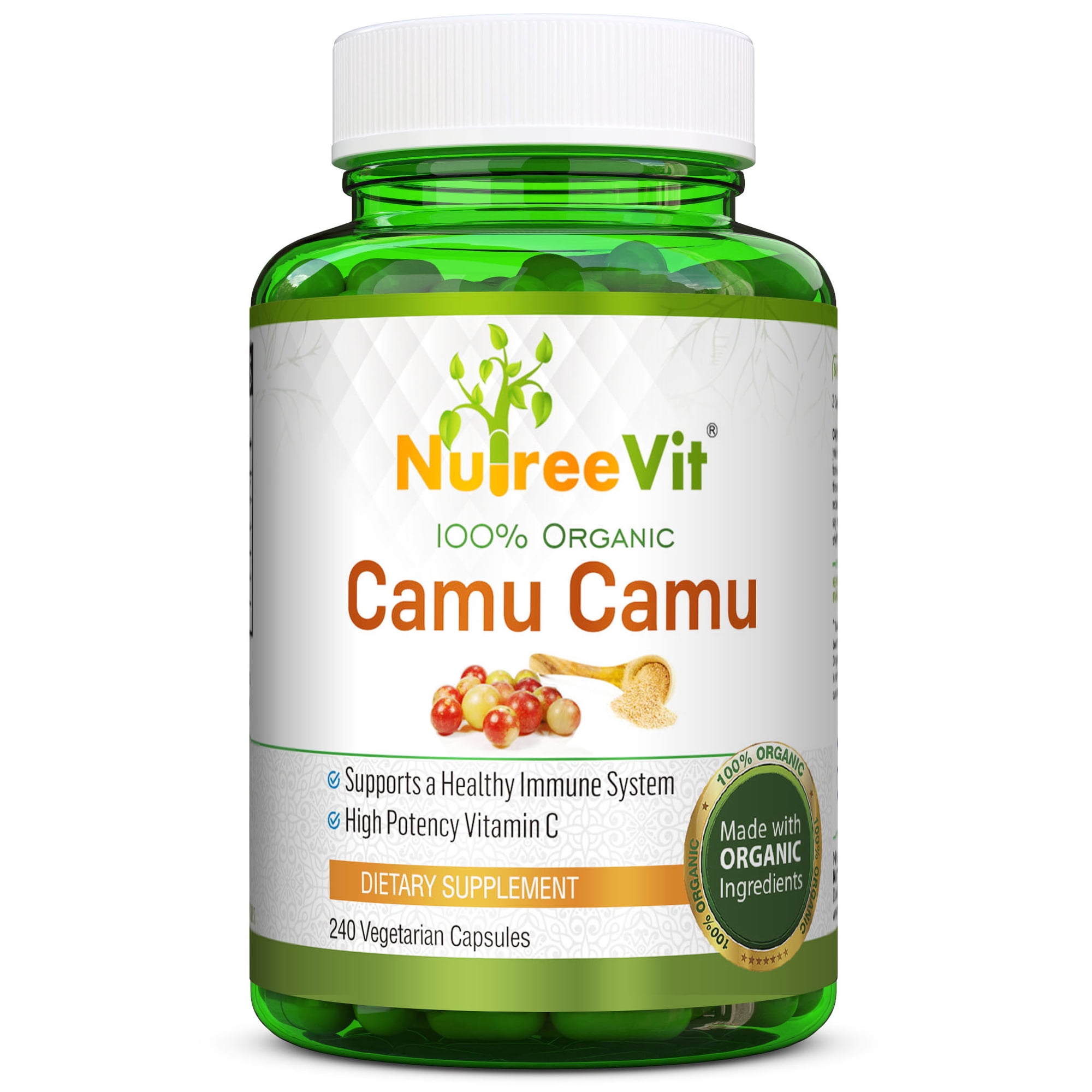 PURE 100% CAMU CAMU VEGETABLE CAPSULES Pure Natural Vitamin C (240 Count)